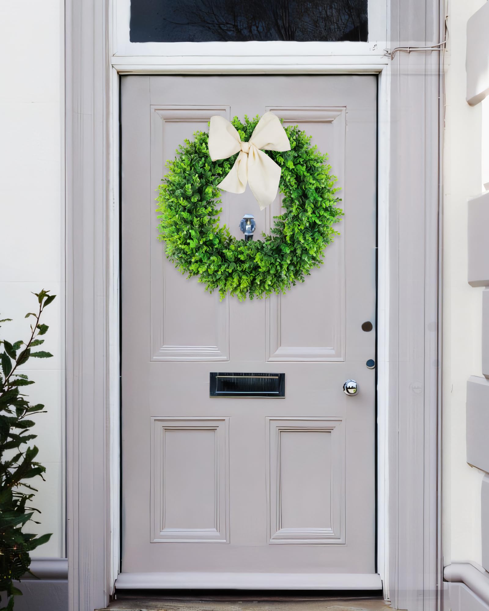 DDHS wreath with seasonal floral accents showing easy customization