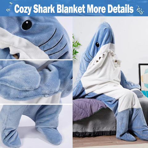 DDMY shark blanket flannel close-up highlighting soft fabric and warmth benefit