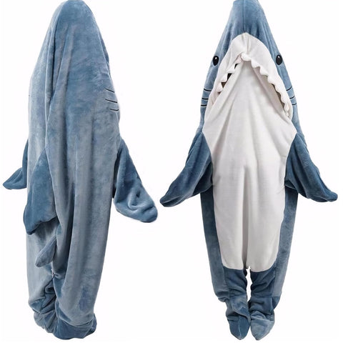DDMY shark blanket front view showing full-length cozy coverage and playful design