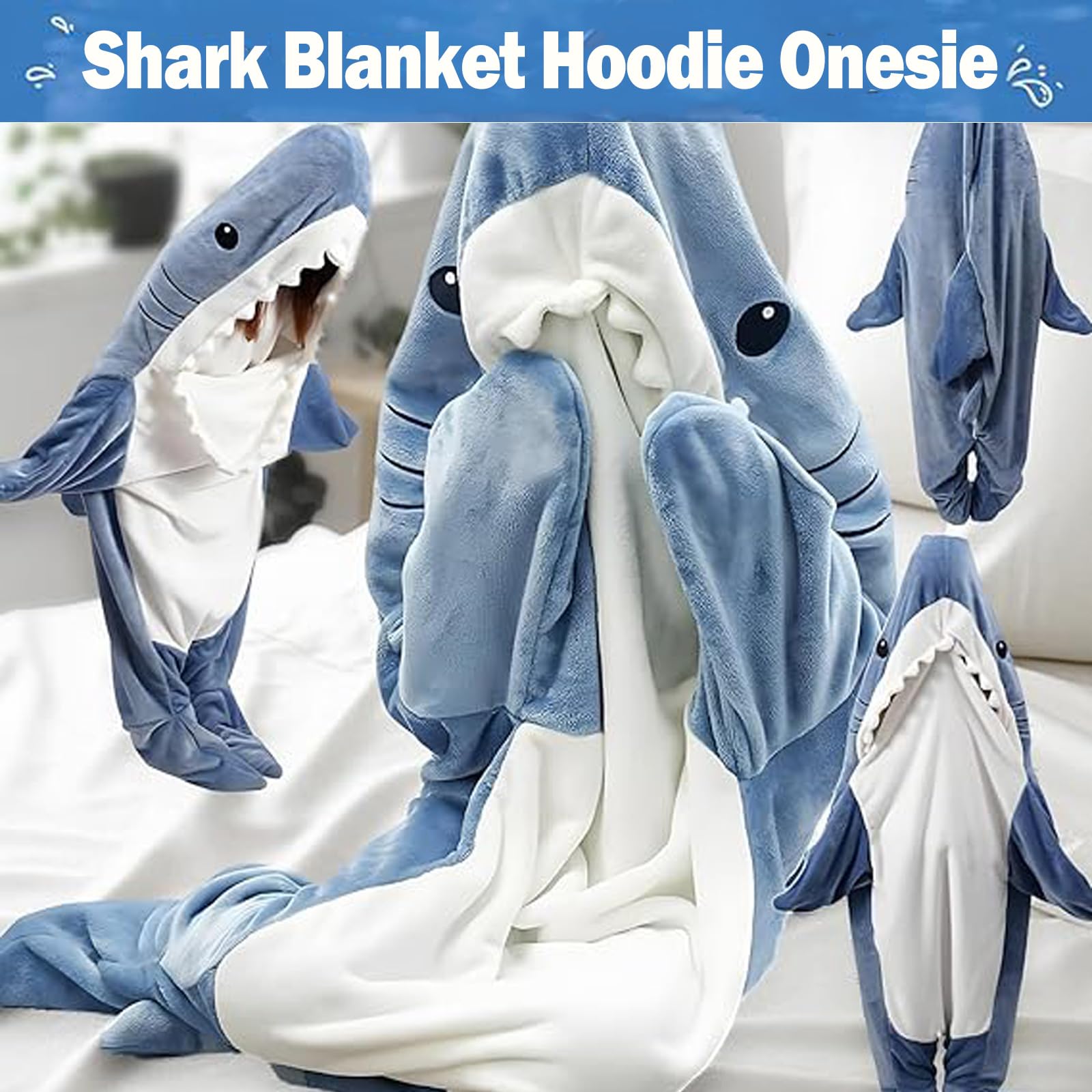 DDMY shark hood detail close-up displaying plush texture and fun mouth design