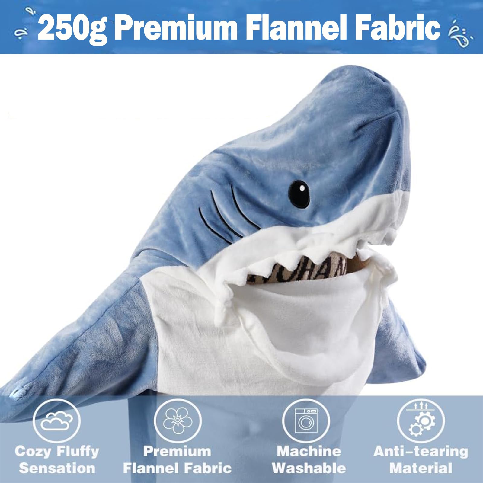 Person wearing DDMY shark blanket in living room enjoying comfort and mobility