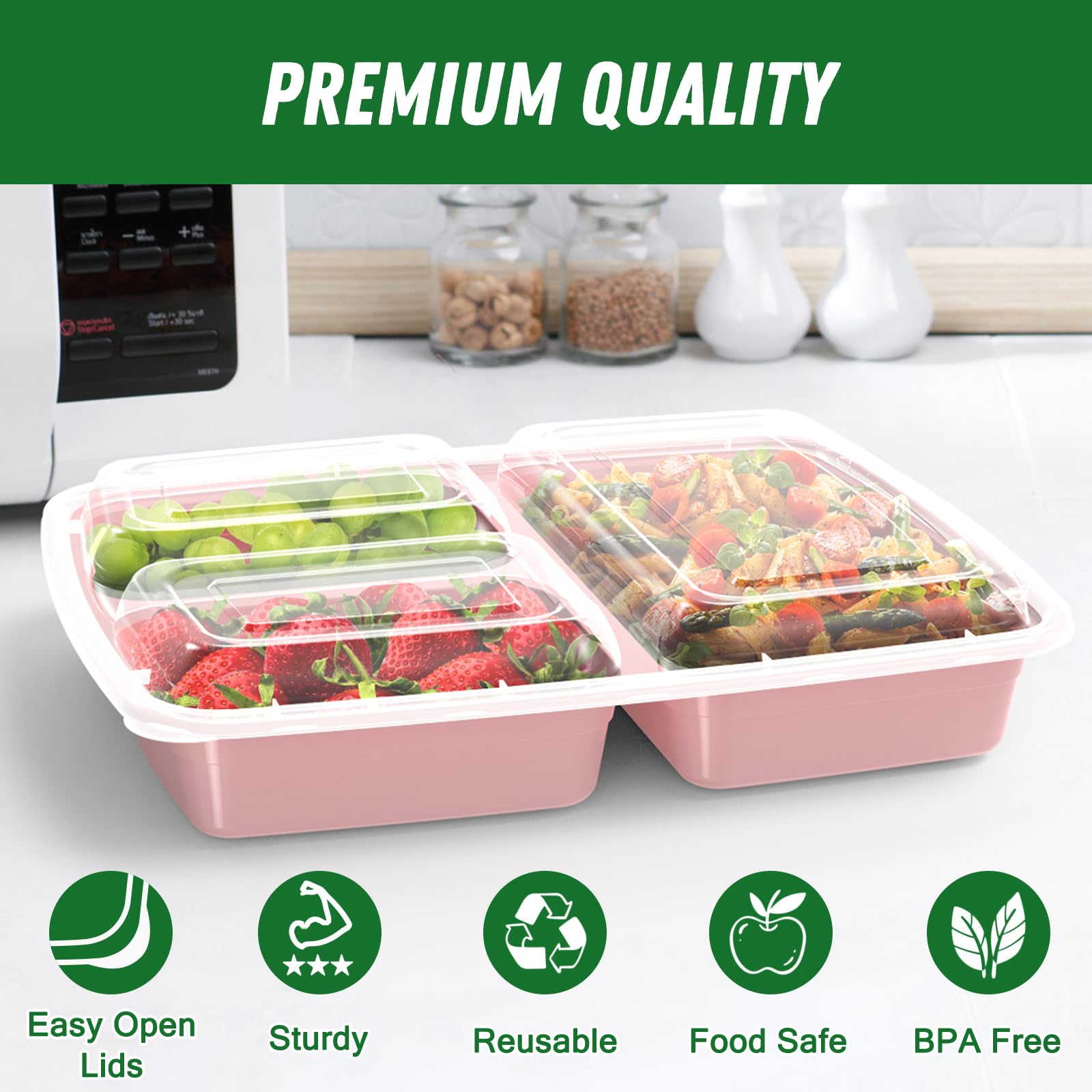 Dealusy top view showing three compartments helping portion control