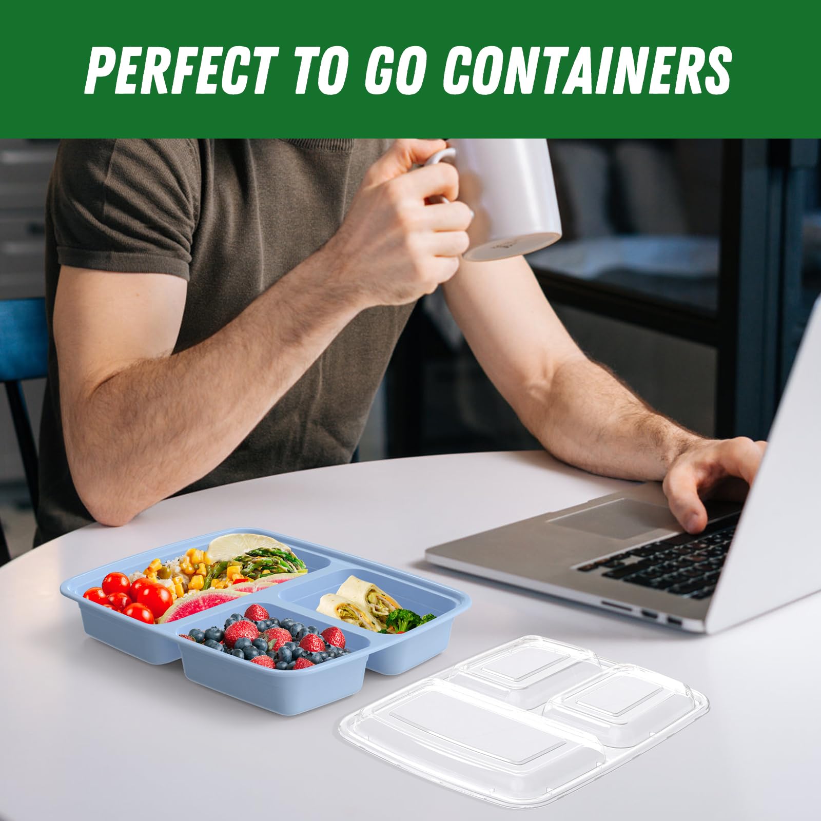 Dealusy lifestyle image of prepared lunch in container enabling grab-and-go convenience