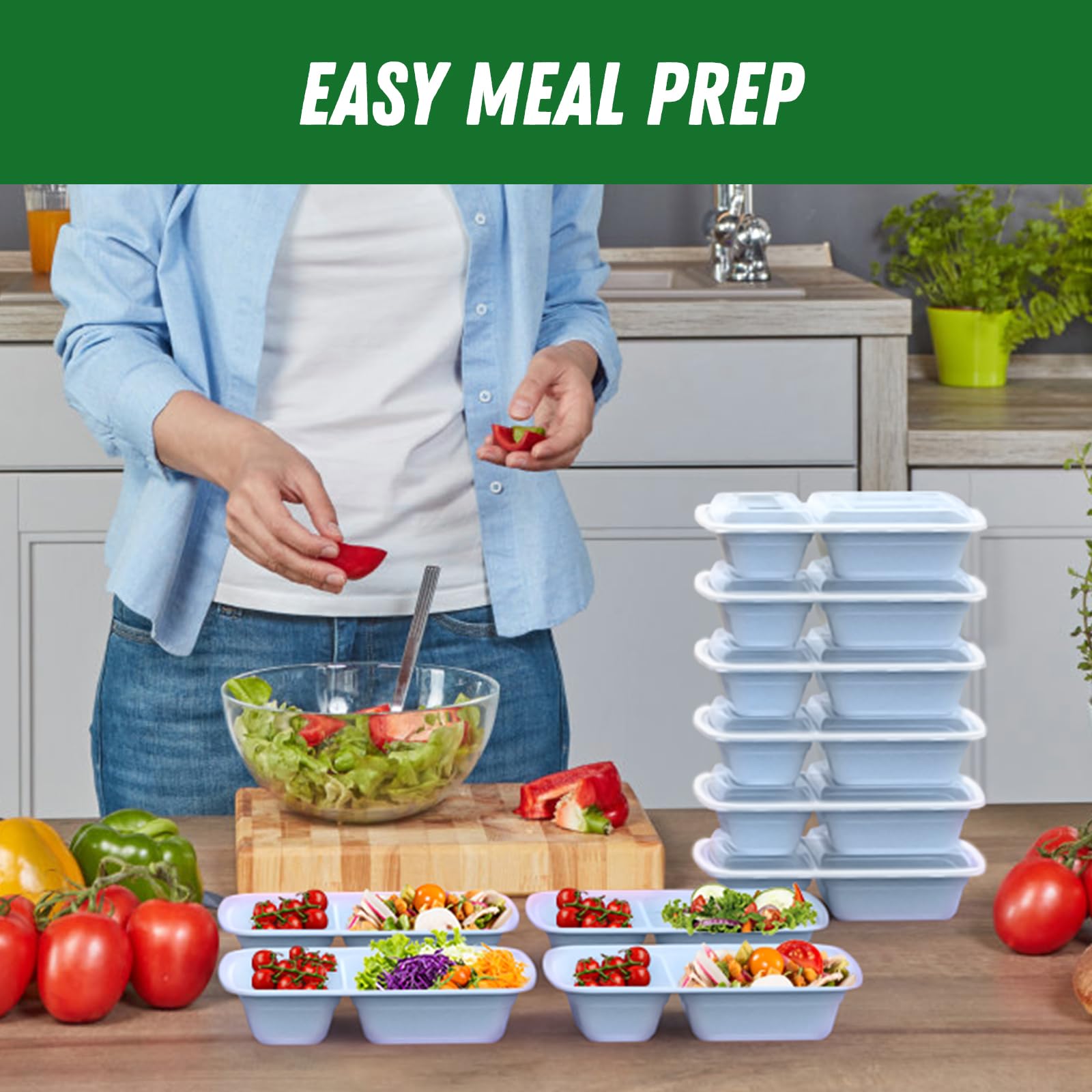 Dealusy stacked containers saving fridge space and organized storage benefit