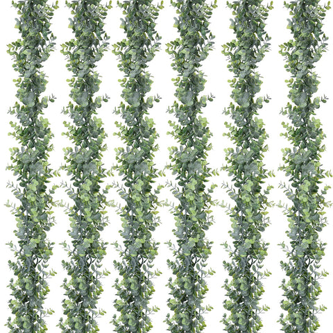 DearHouse front view of six-pack eucalyptus garlands shows full set for event styling