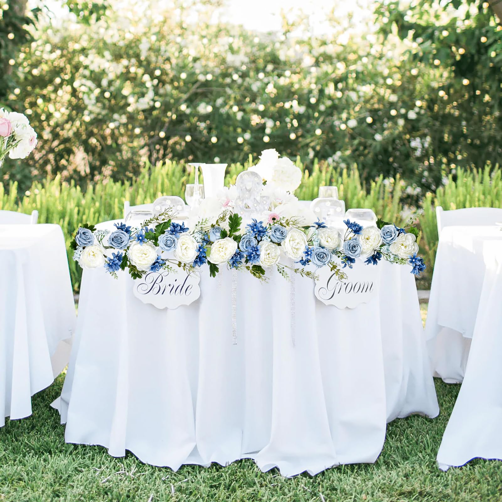 DearHouse garlands styled as a wedding table runner creating elegant ambiance