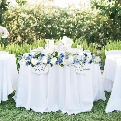 DearHouse garlands styled as a wedding table runner creating elegant ambiance
