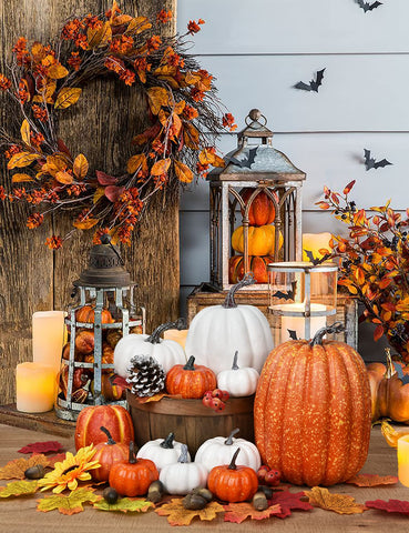DearHouse close-up of large orange pumpkin highlighting realistic texture and vibrant color
