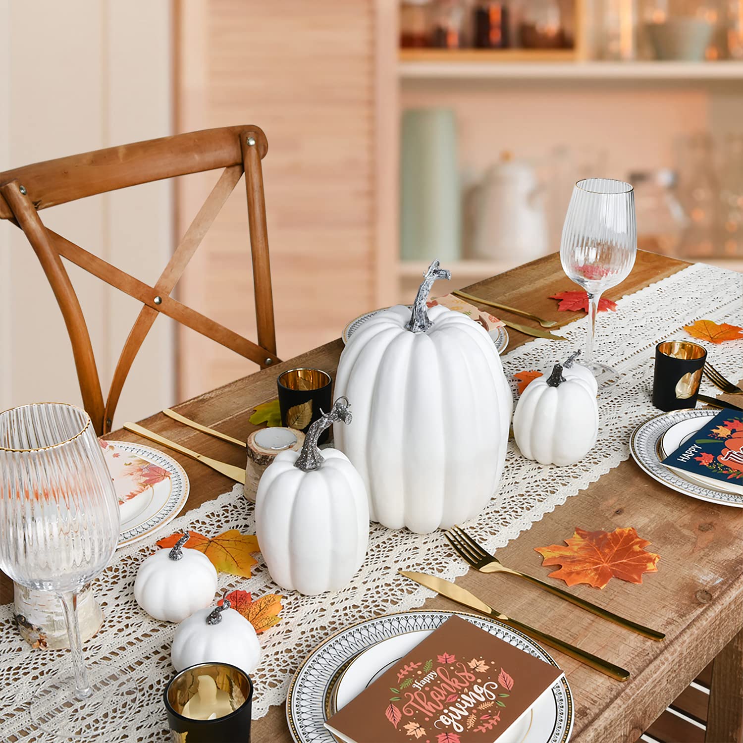 DearHouse close-up of large pumpkin texture highlights realistic finish