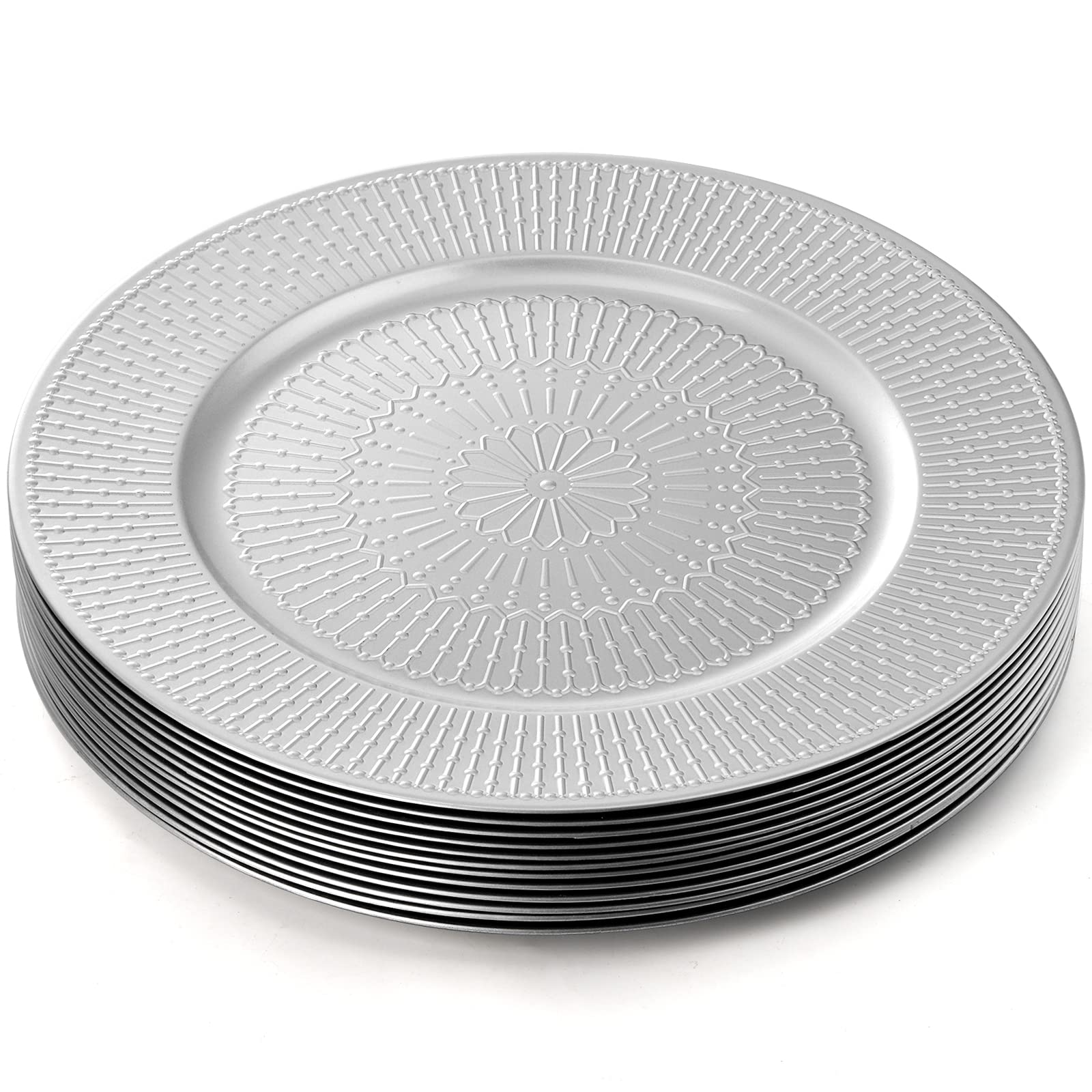 DEAYOU charger under dinner plate showing proper placement and protective function