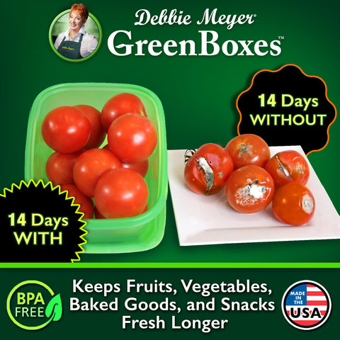 Debbie Meyer GreenBox containers filled with fruit keeping produce organized and fresh