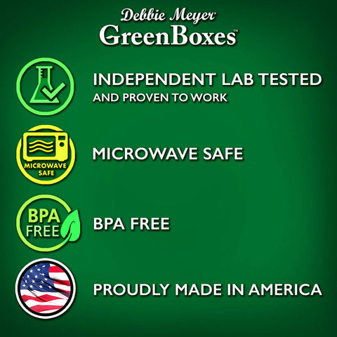 Debbie Meyer GreenBox containers side-by-side to show four included sizes for portioning benefit