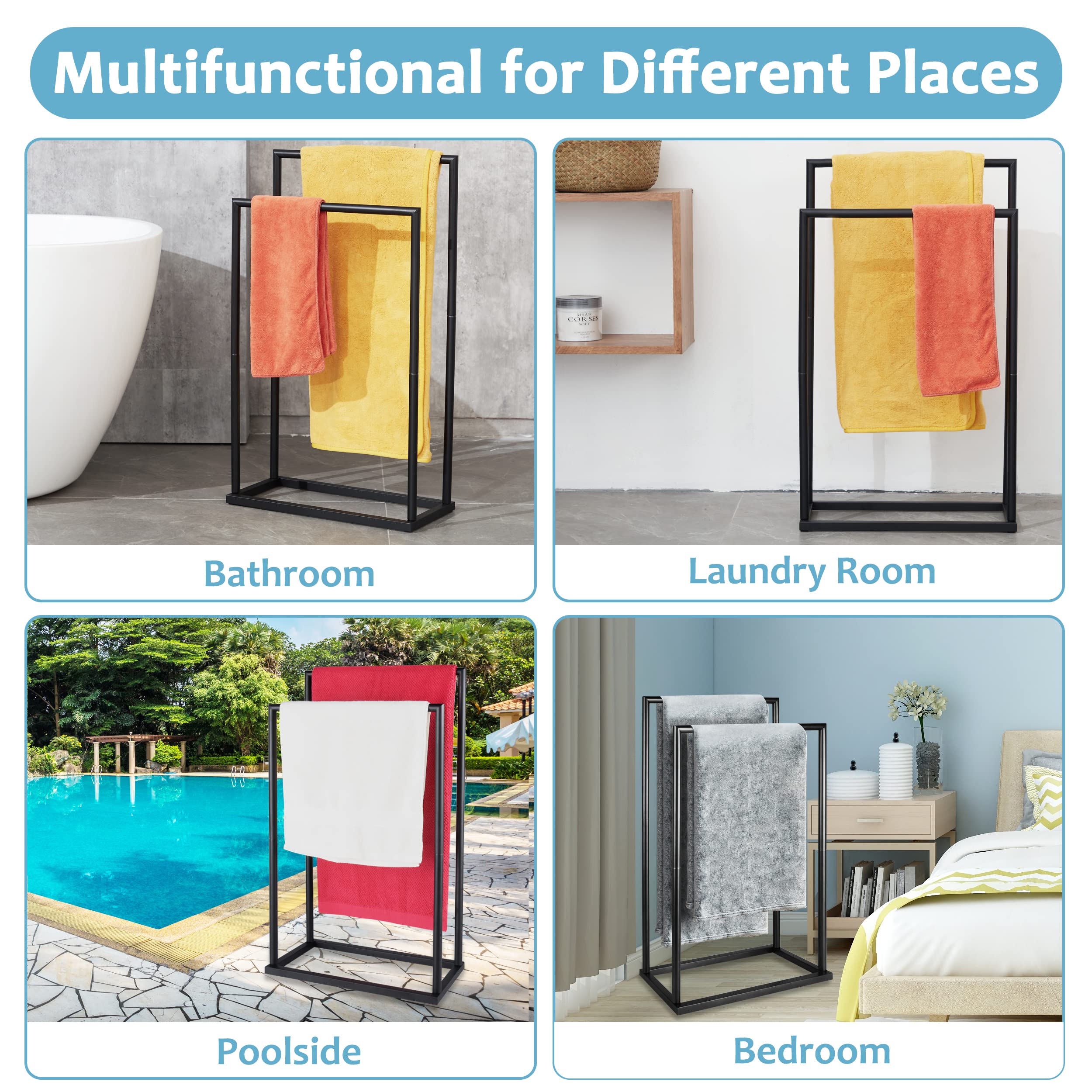 DECLUTTR rack loaded with folded towels demonstrating hanging capacity