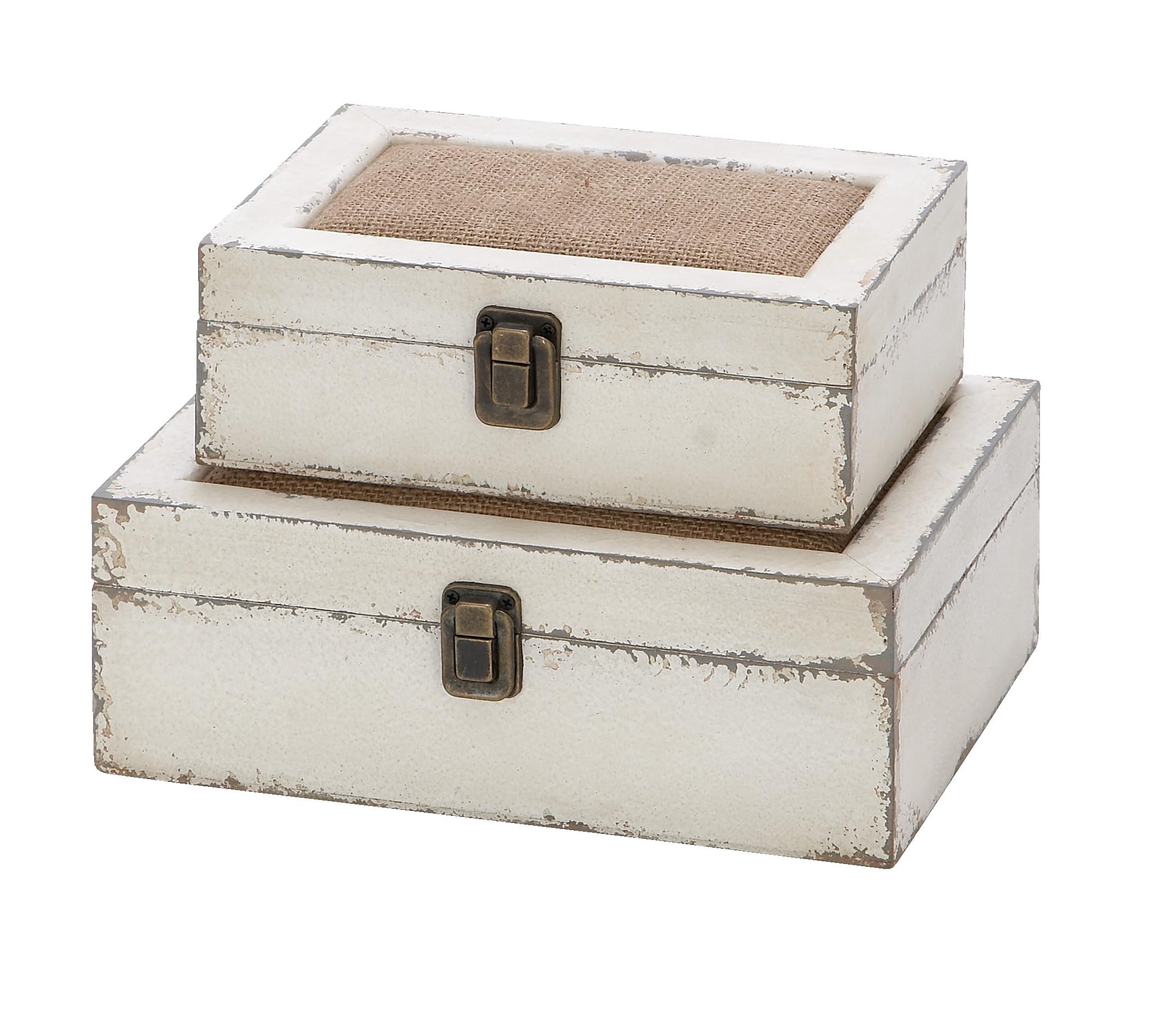 deco 79 front view of both boxes showing farmhouse style and storage benefit