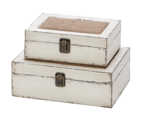 deco 79 front view of both boxes showing farmhouse style and storage benefit