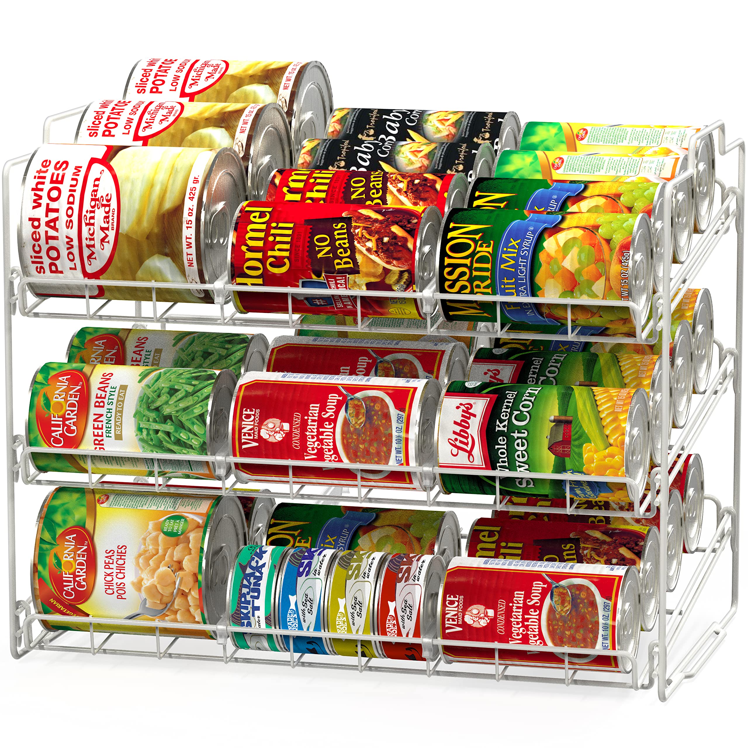 Deco Brothers front view filled with cans showing organized storage benefit