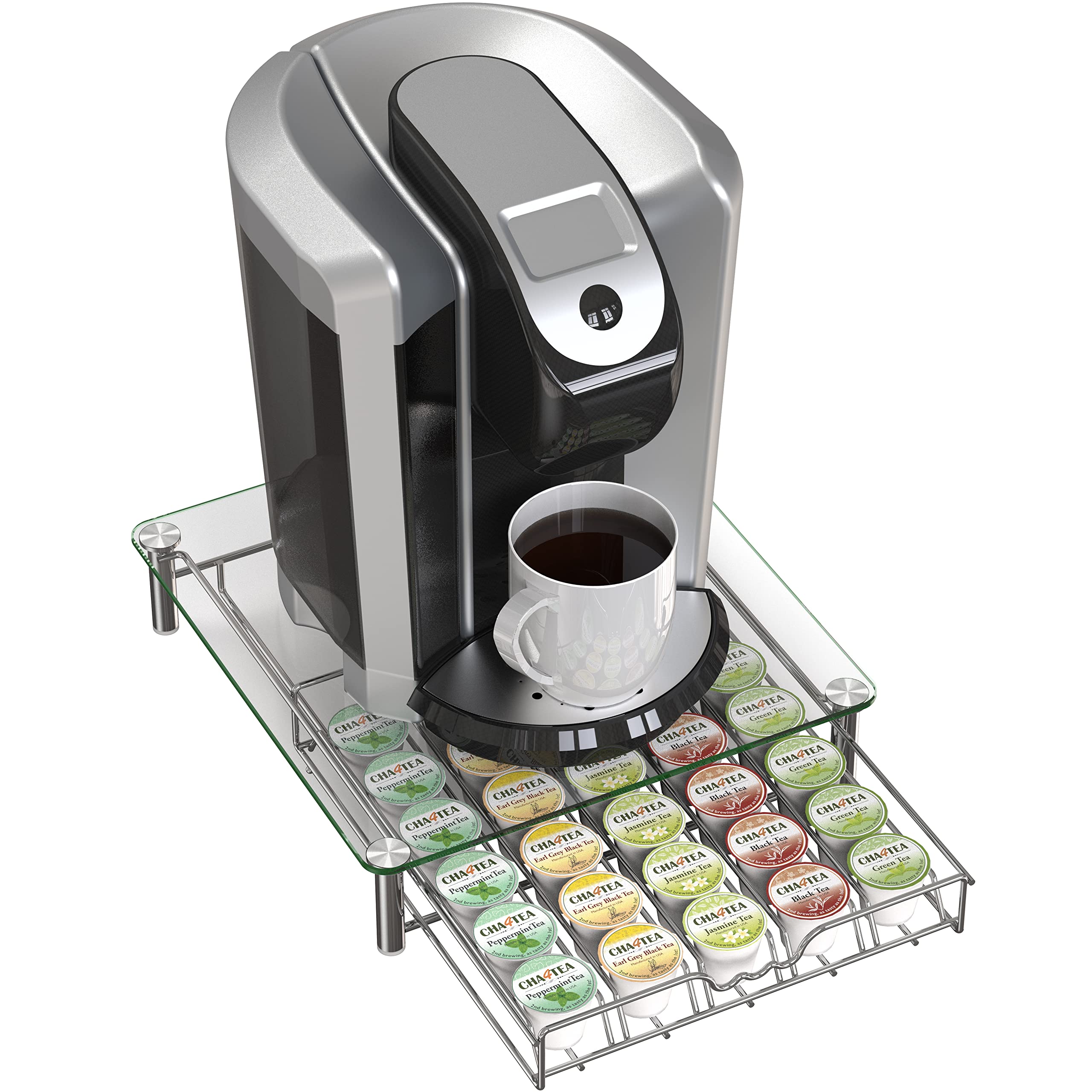 Deco Brothers open drawer displaying pods for fast selection benefit