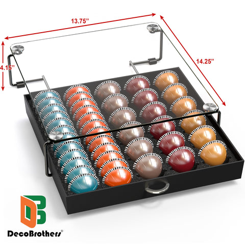 Deco Brothers sliding drawer open for quick pod selection and tidy storage