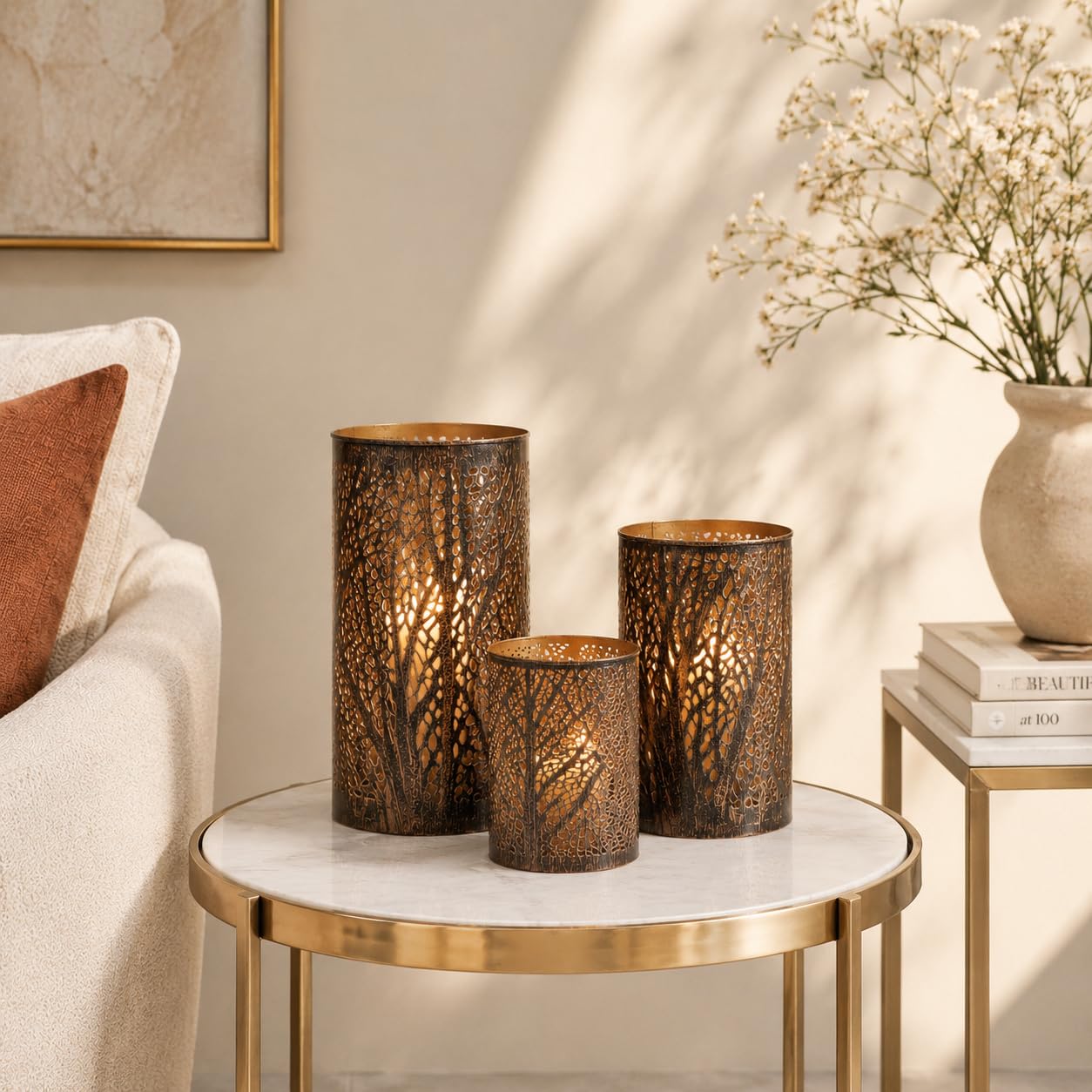Deco 79 perforated tree pattern casting decorative shadow benefits mood