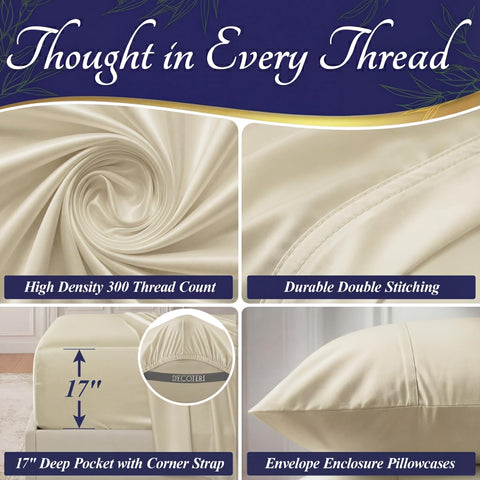 DECOLURE styled on a bed in a serene bedroom showing luxury sleep benefit