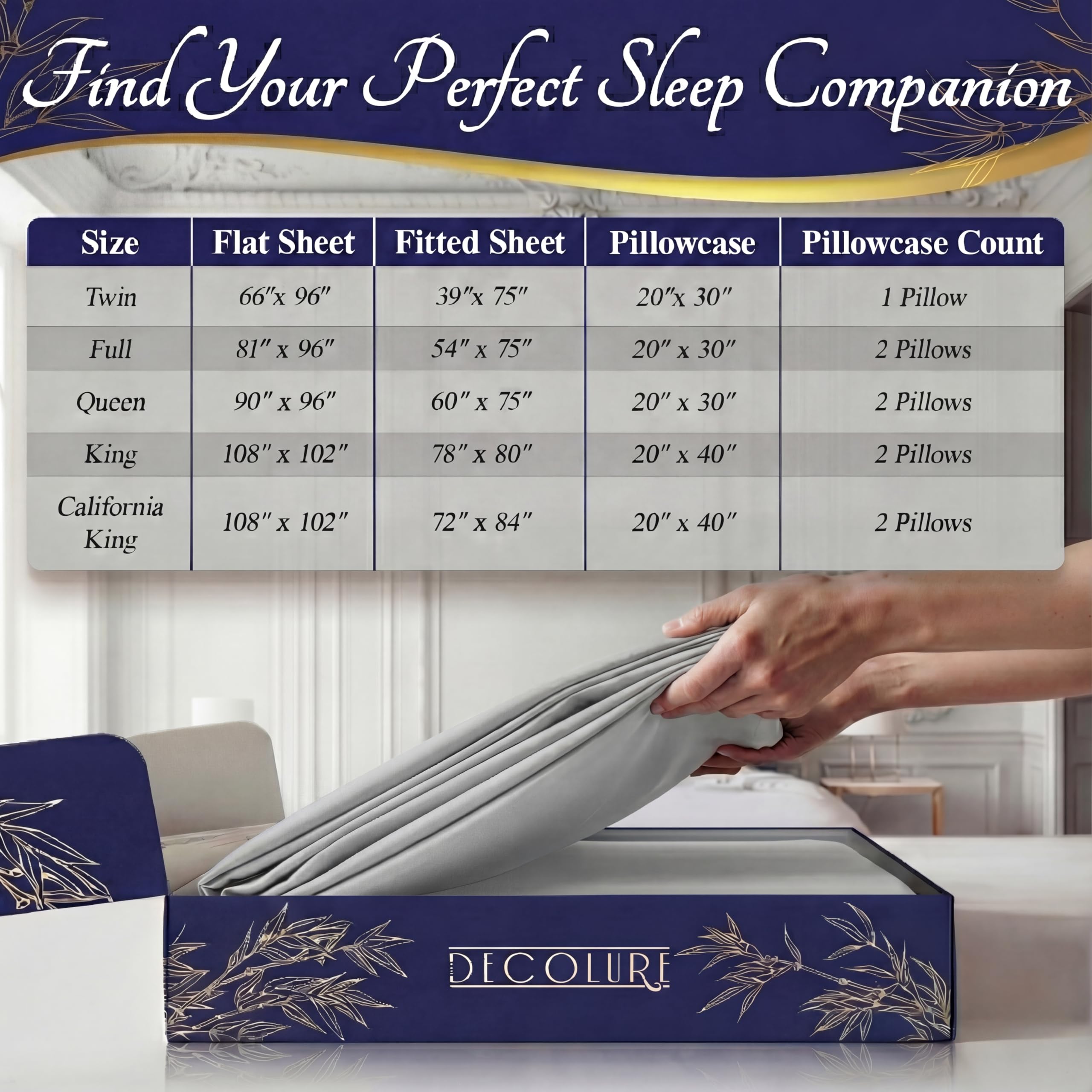 DECOLURE styled bedroom scene demonstrating luxurious cooling comfort benefit