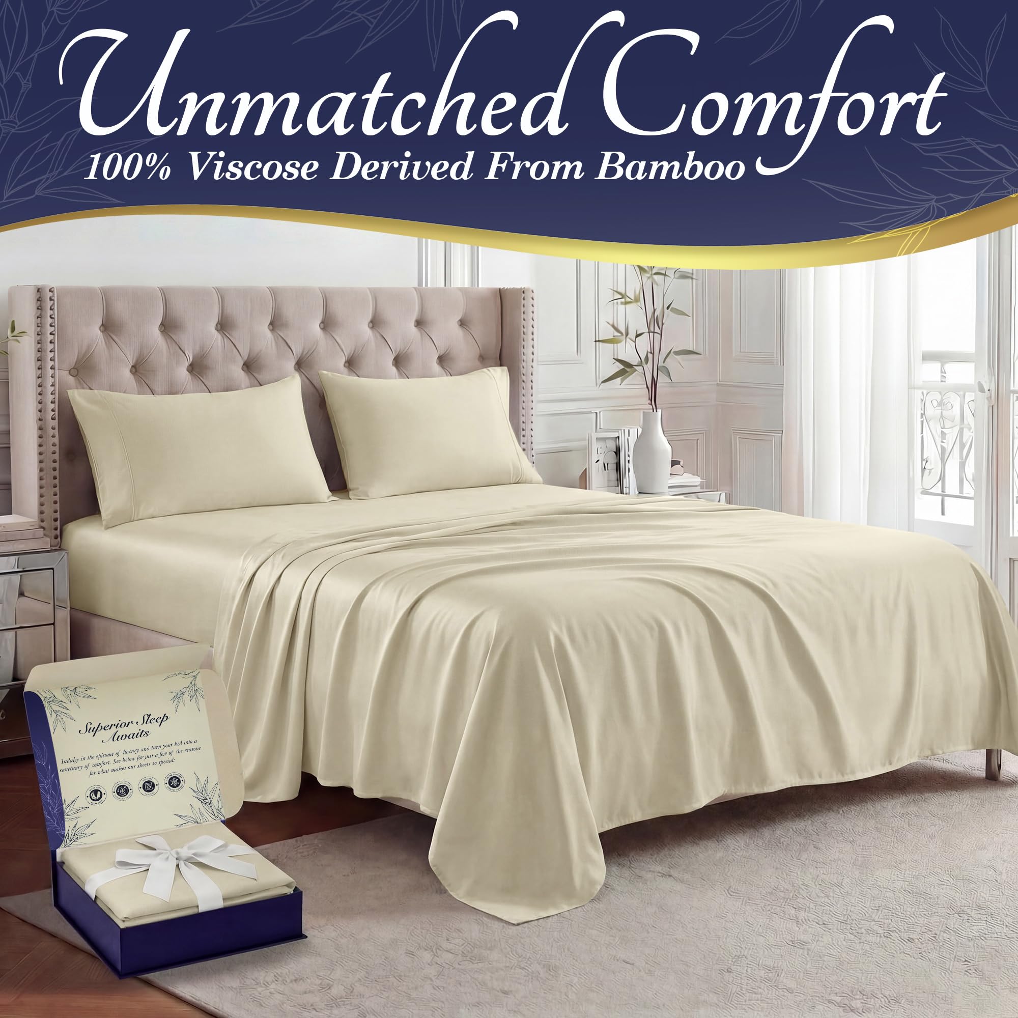 DECOLURE fitted sheet deep 17-inch pocket displayed for secure mattress fit