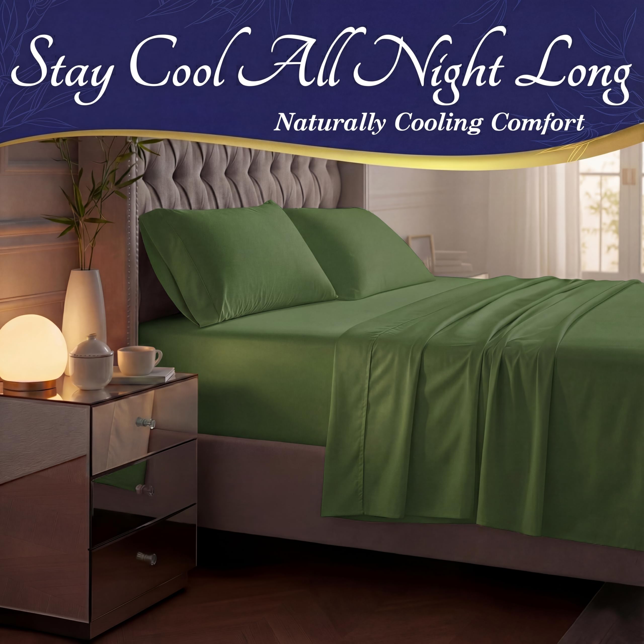 DECOLURE fitted sheet demonstrating 17-inch deep pocket and secure fit for thick mattresses