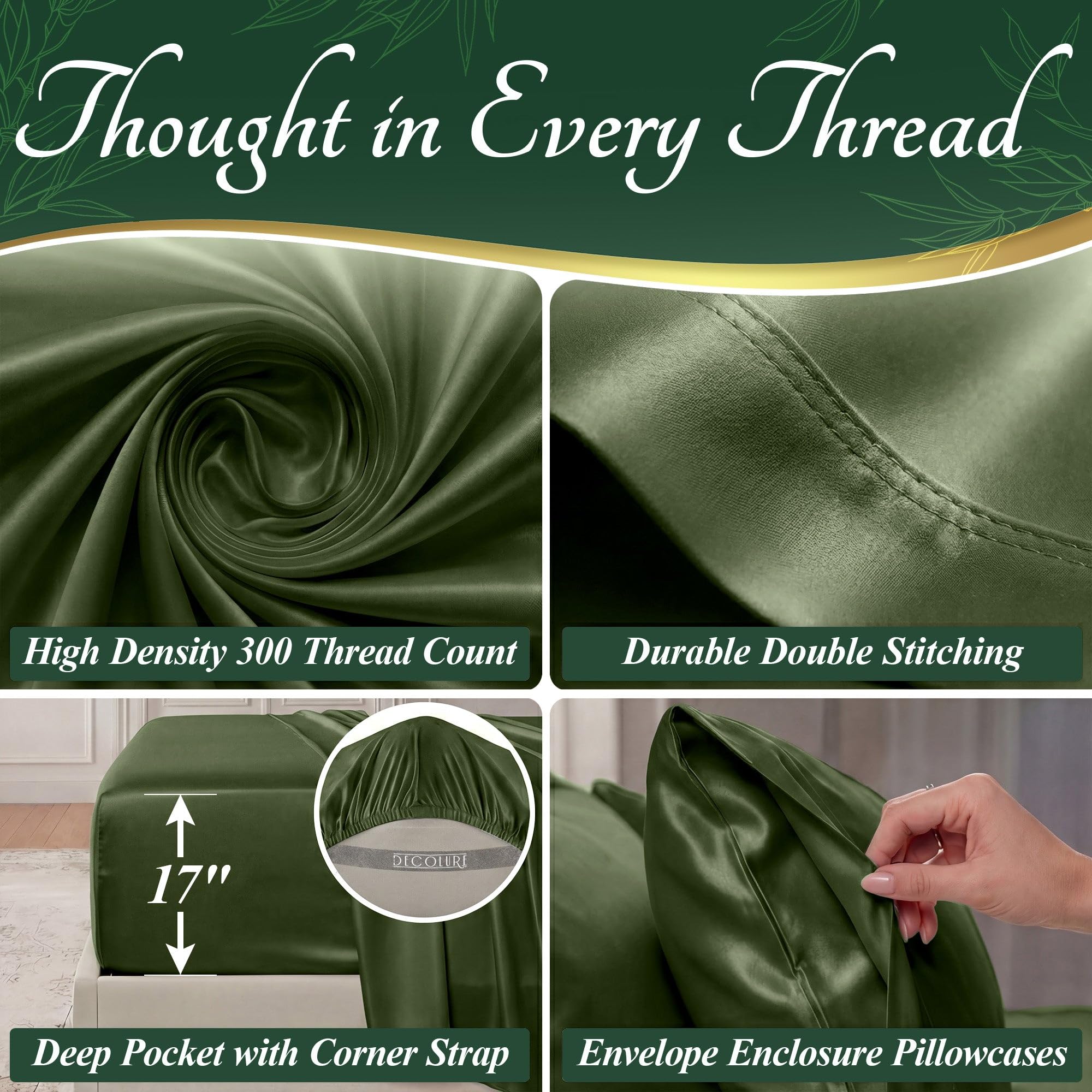 DECOLURE flat sheet draped on bed illustrating smooth drape