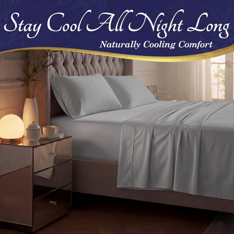 DECOLURE flat sheet spread on king bed demonstrating full coverage comfort