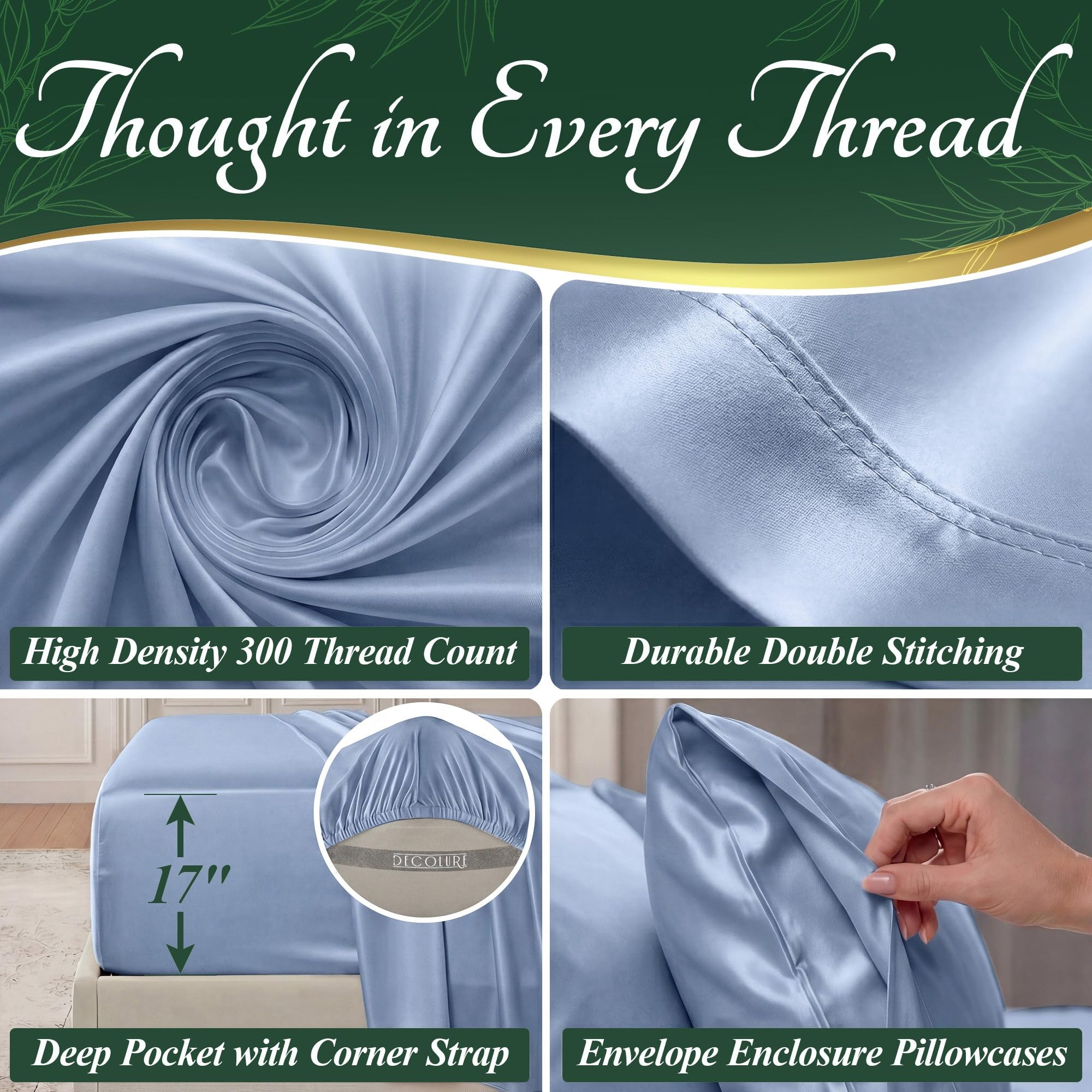DECOLURE flat sheet spread on bed demonstrating smooth, cooling surface