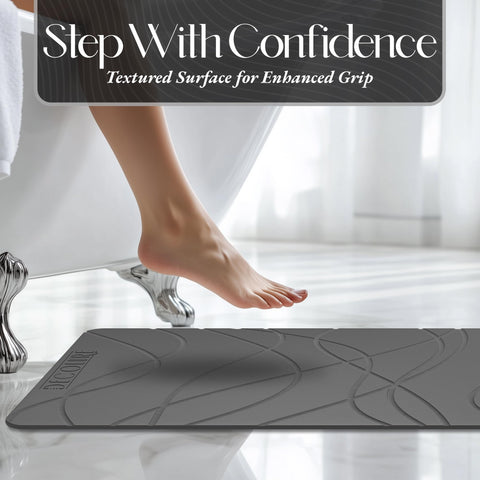 DECOLURE mat in bathroom lifestyle setting providing spa-like aesthetic and slip safety benefit