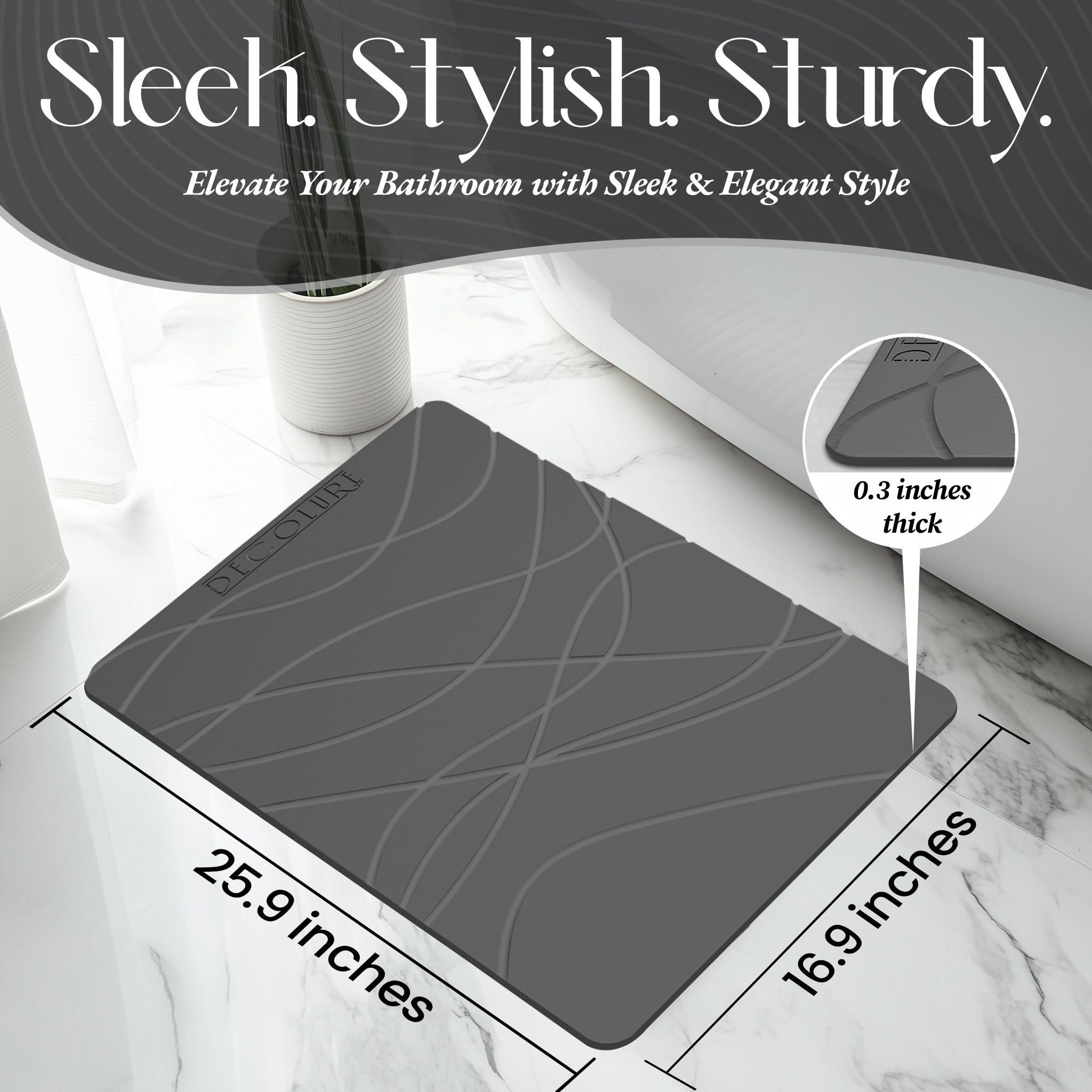 DECOLURE mat in kitchen and entryway showing versatile use and quick-dry convenience benefit