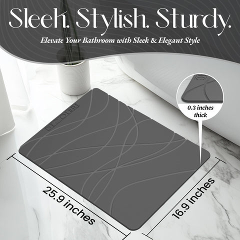 DECOLURE mat in kitchen and entryway showing versatile use and quick-dry convenience benefit