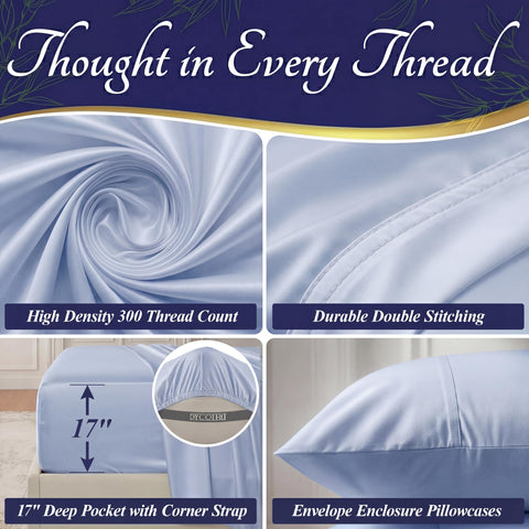 DECOLURE stack of pillowcases displaying silky feel and neat edges