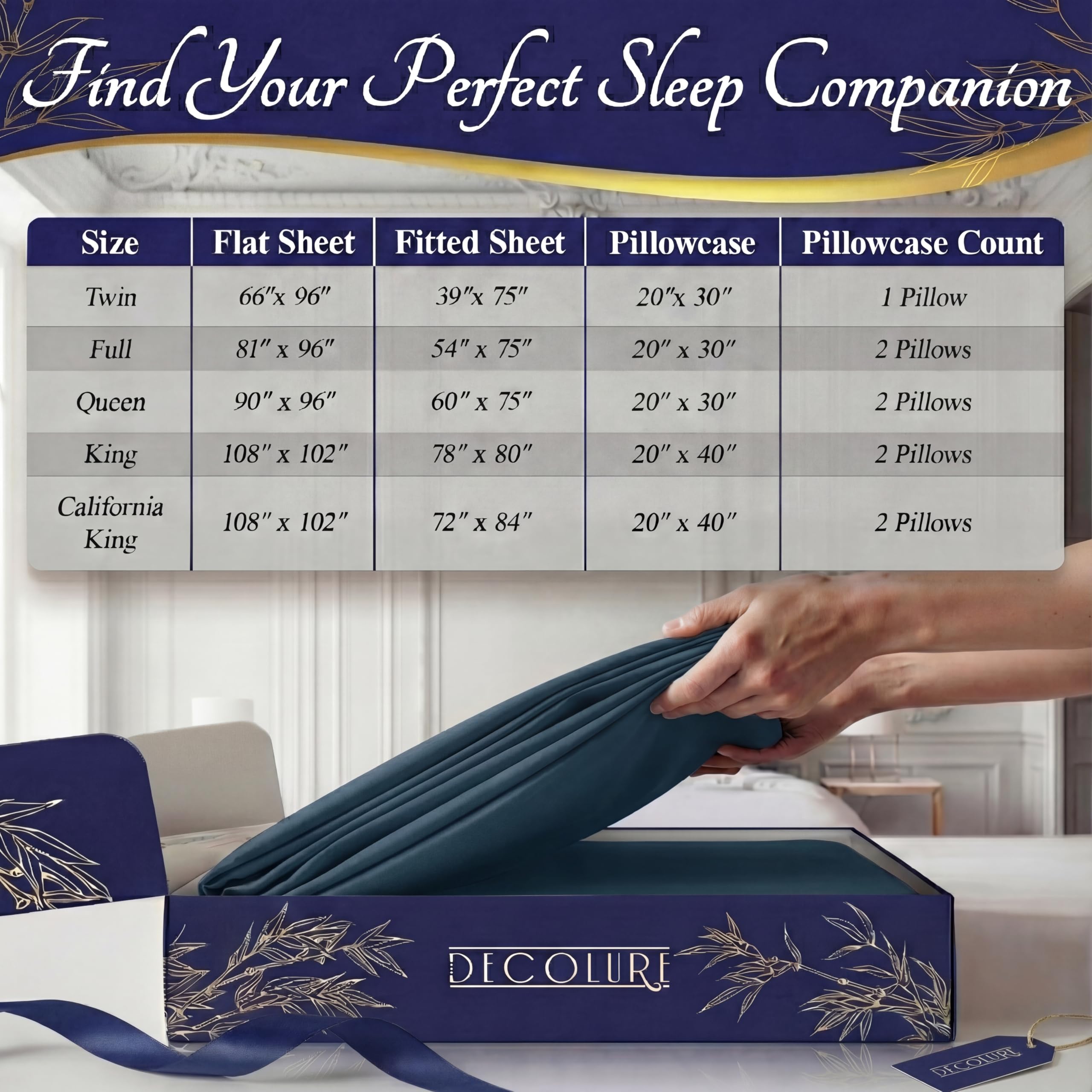 DECOLURE sheets next to mattress to show fit and size compatibility