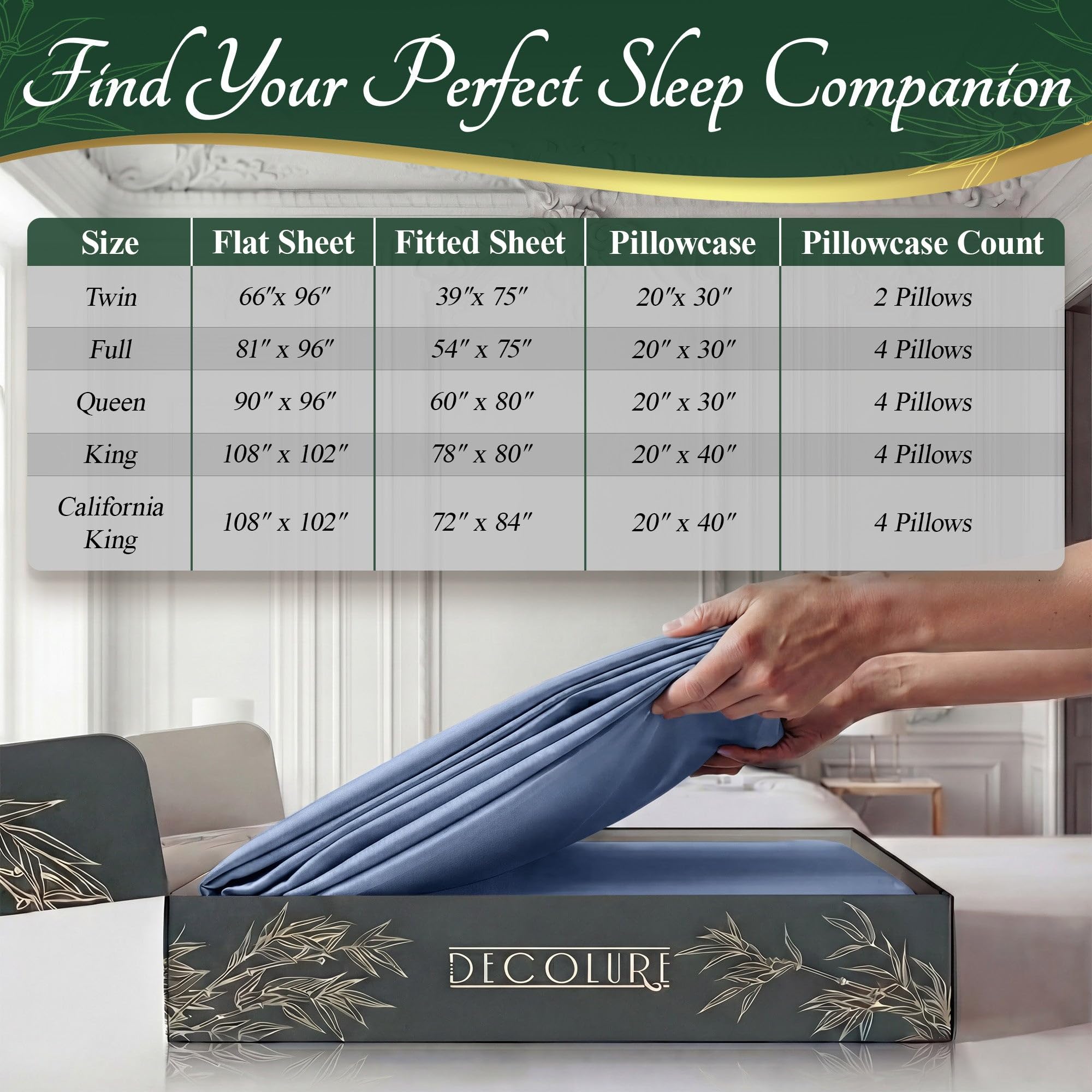 DECOLURE sheet on mattress comparing depth to show deep-pocket capacity
