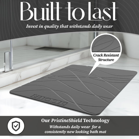 DECOLURE mat with wet feet demonstrating rapid water draw and drier floors benefit
