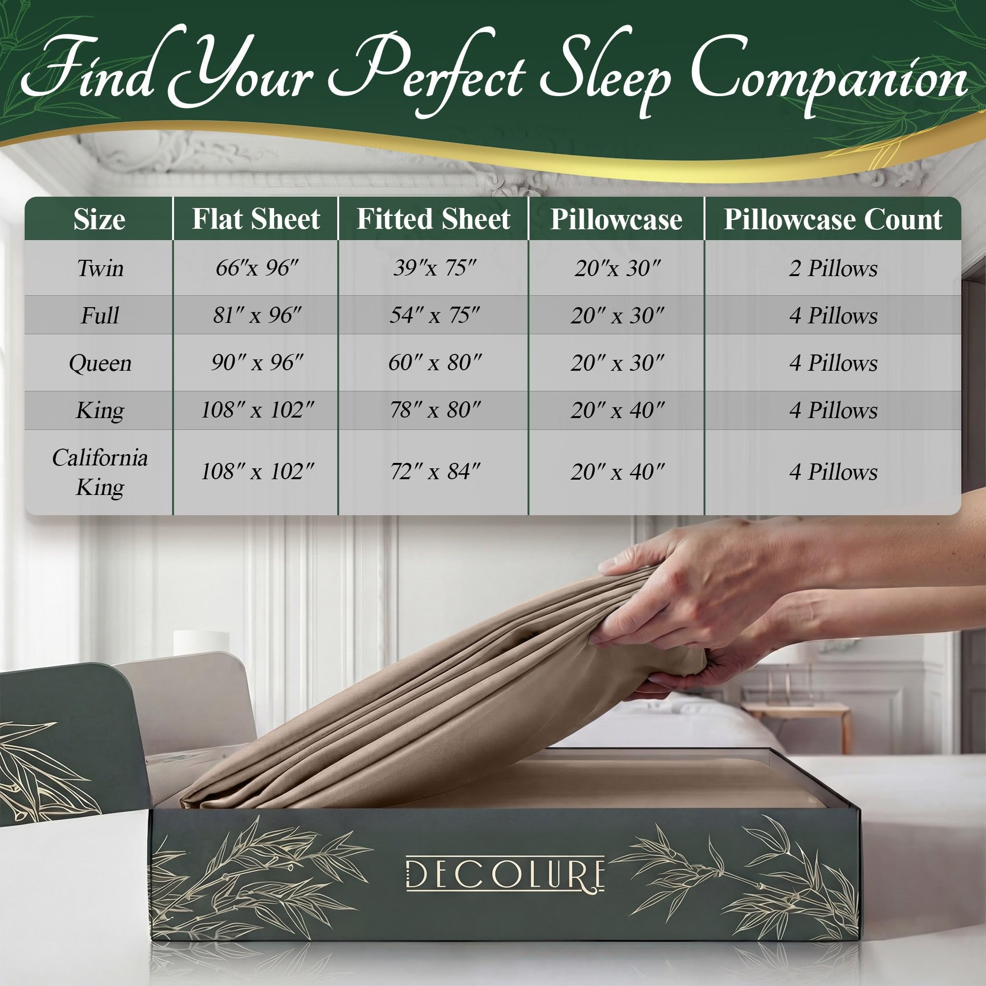 DECOLURE sheet drape showing wrinkle-resistant smooth appearance benefit
