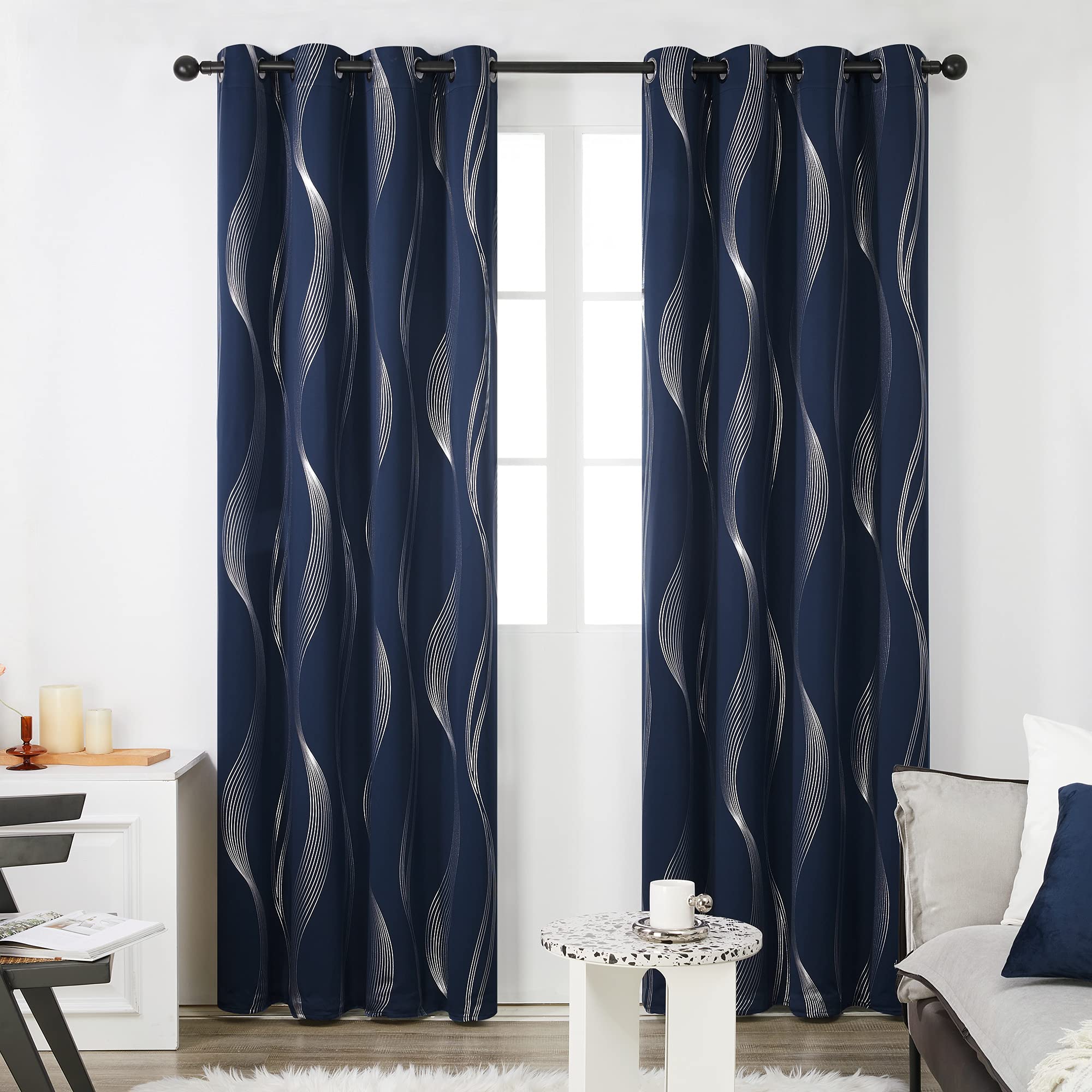 Deconovo close-up silver wave print showing subtle modern sheen