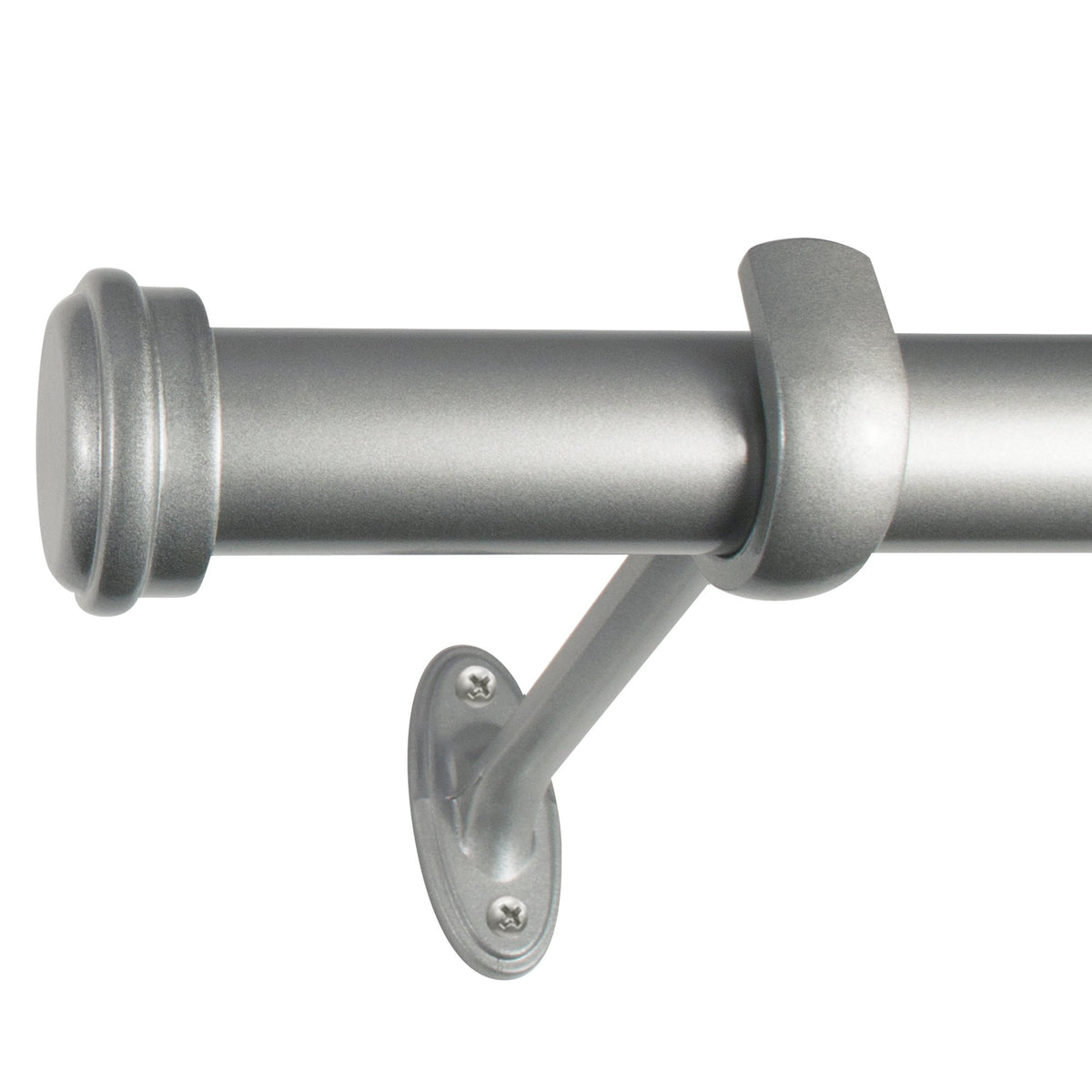 Decopolitan end cap rod front view showing nickel finish and clean silhouette benefiting cohesion
