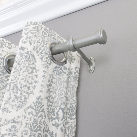 Decopolitan rod in use in bedroom showing curtains hung and improved privacy and style