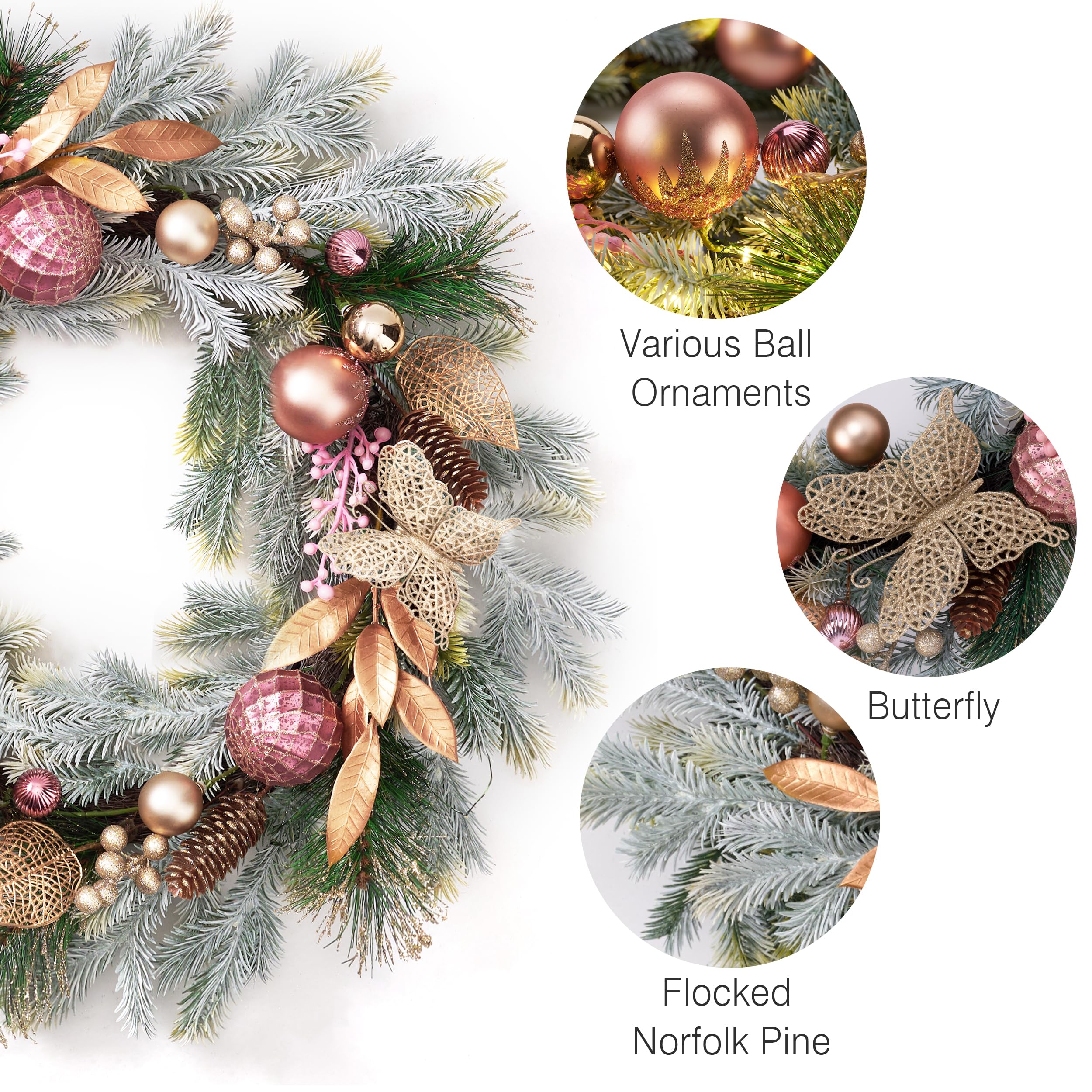 Decor by Hannah lit wreath evening glow creating warm festive ambiance