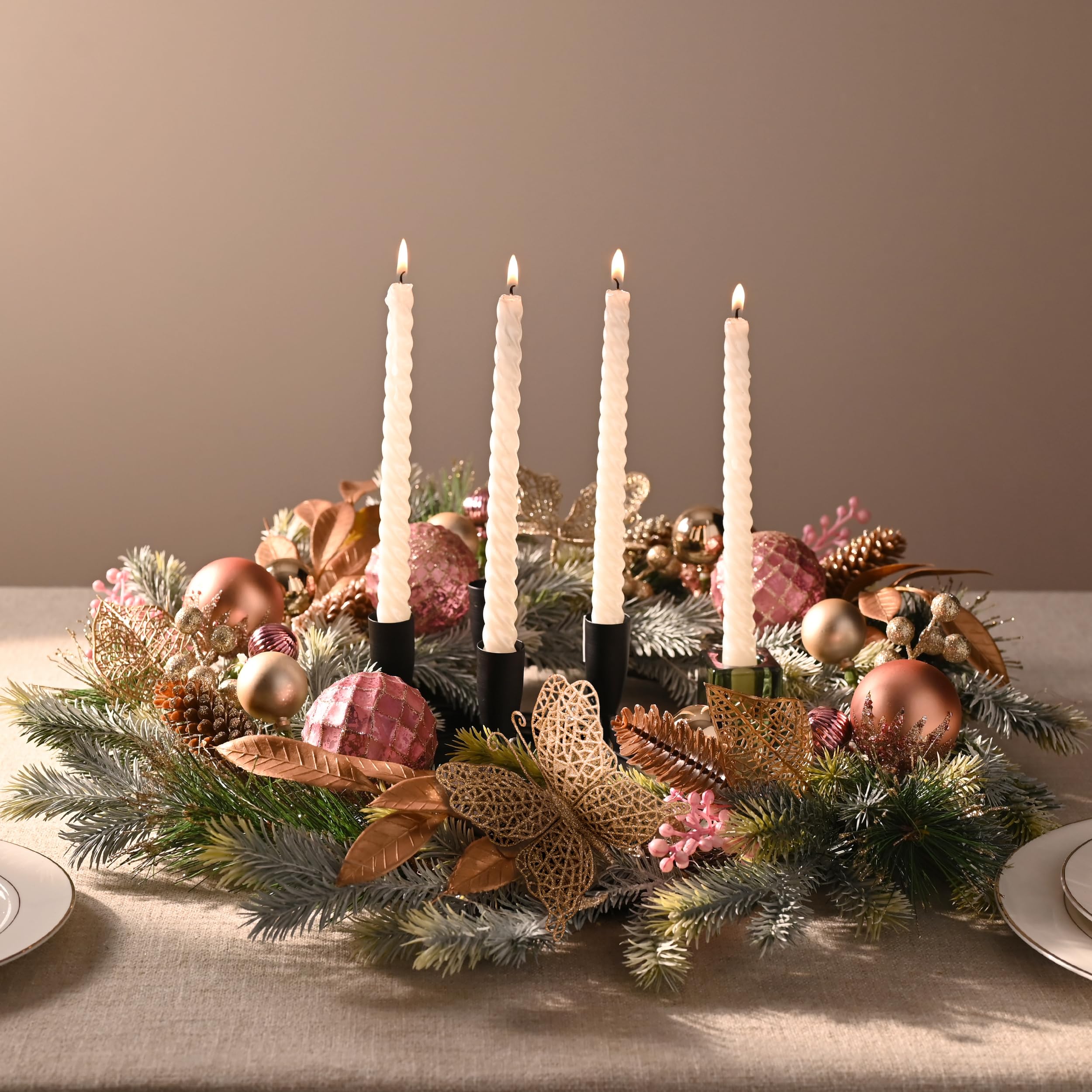 Decor by Hannah mantel styling with wreath for cohesive holiday decor