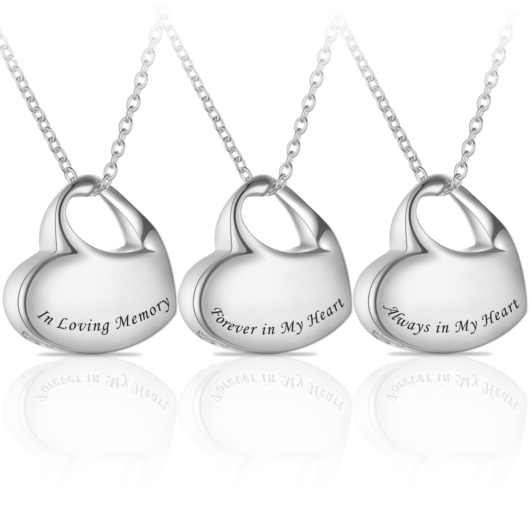 Decor Urns front view of heart urn necklace showing polished finish and shape benefit