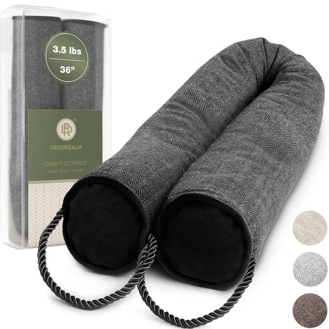 DECOREALM front view of 36-inch door pillow provides draft sealing