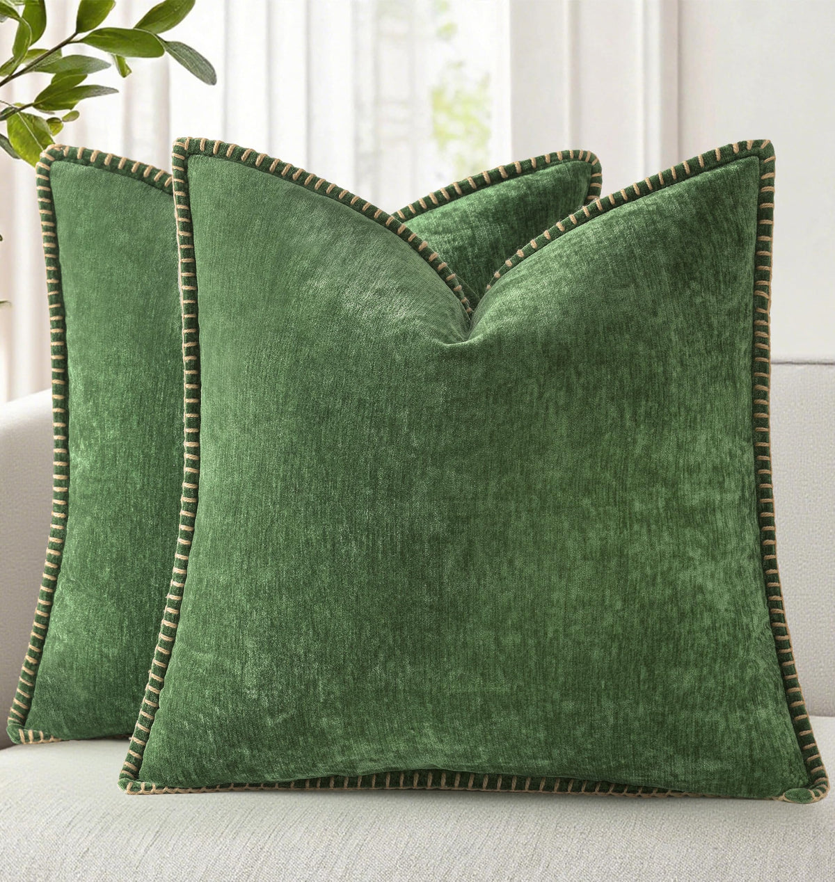 decorUhome front view of forest green cover shows cozy look and color