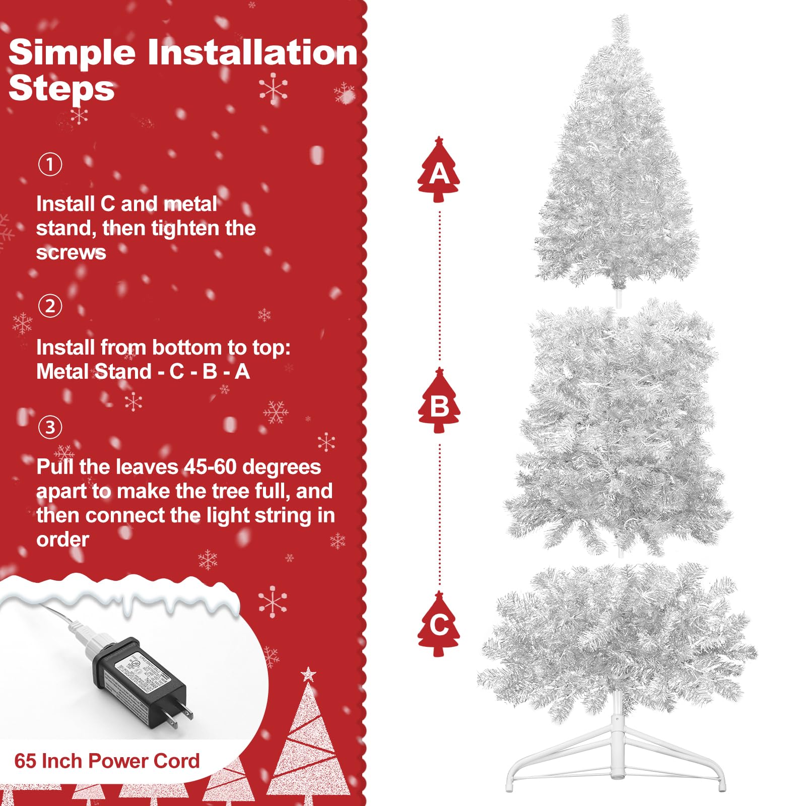 Decoway tree styled at a party highlighting silver tinsel finish and eye-catching decor benefit