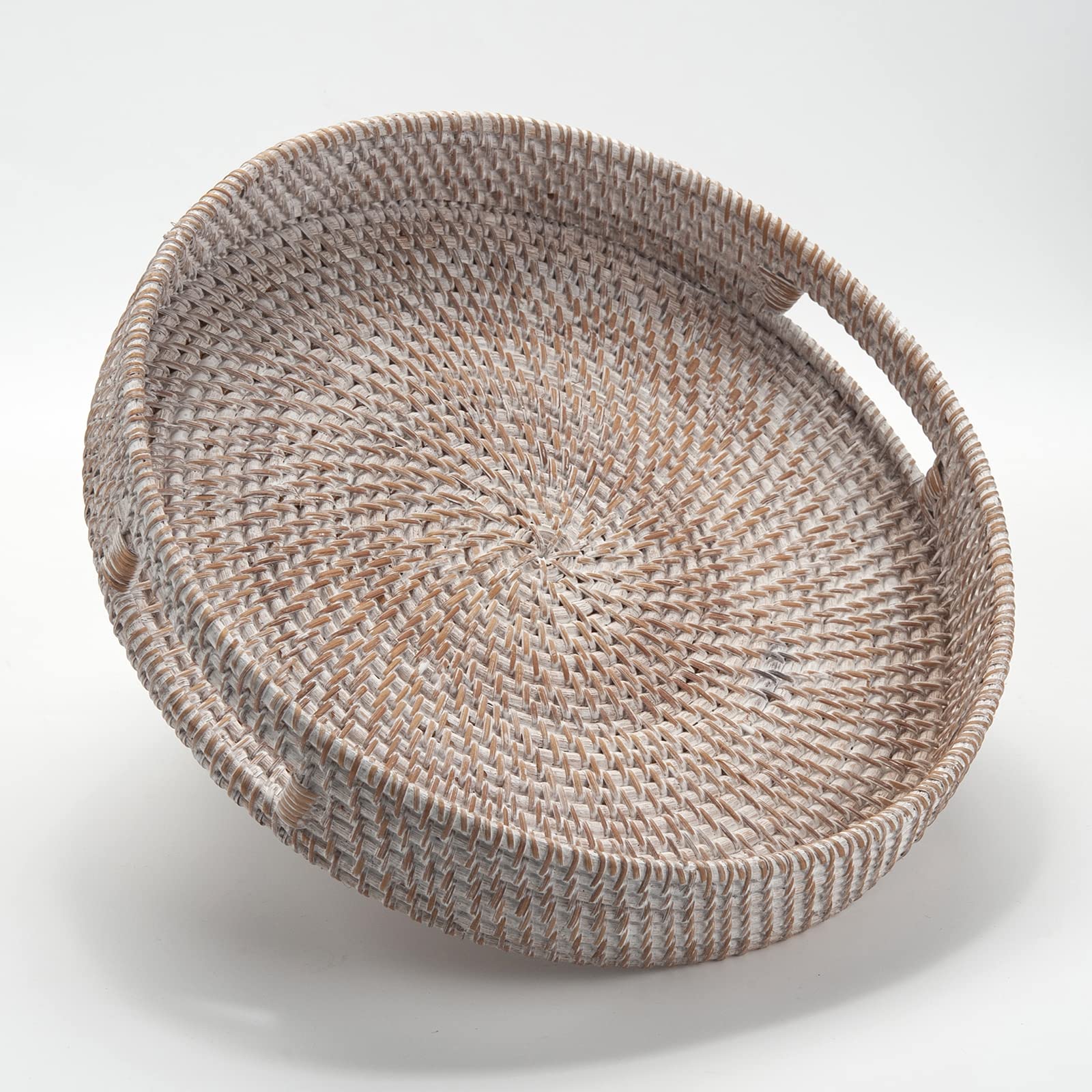 DECRAFTS round tray front view showing white finish and rim benefits