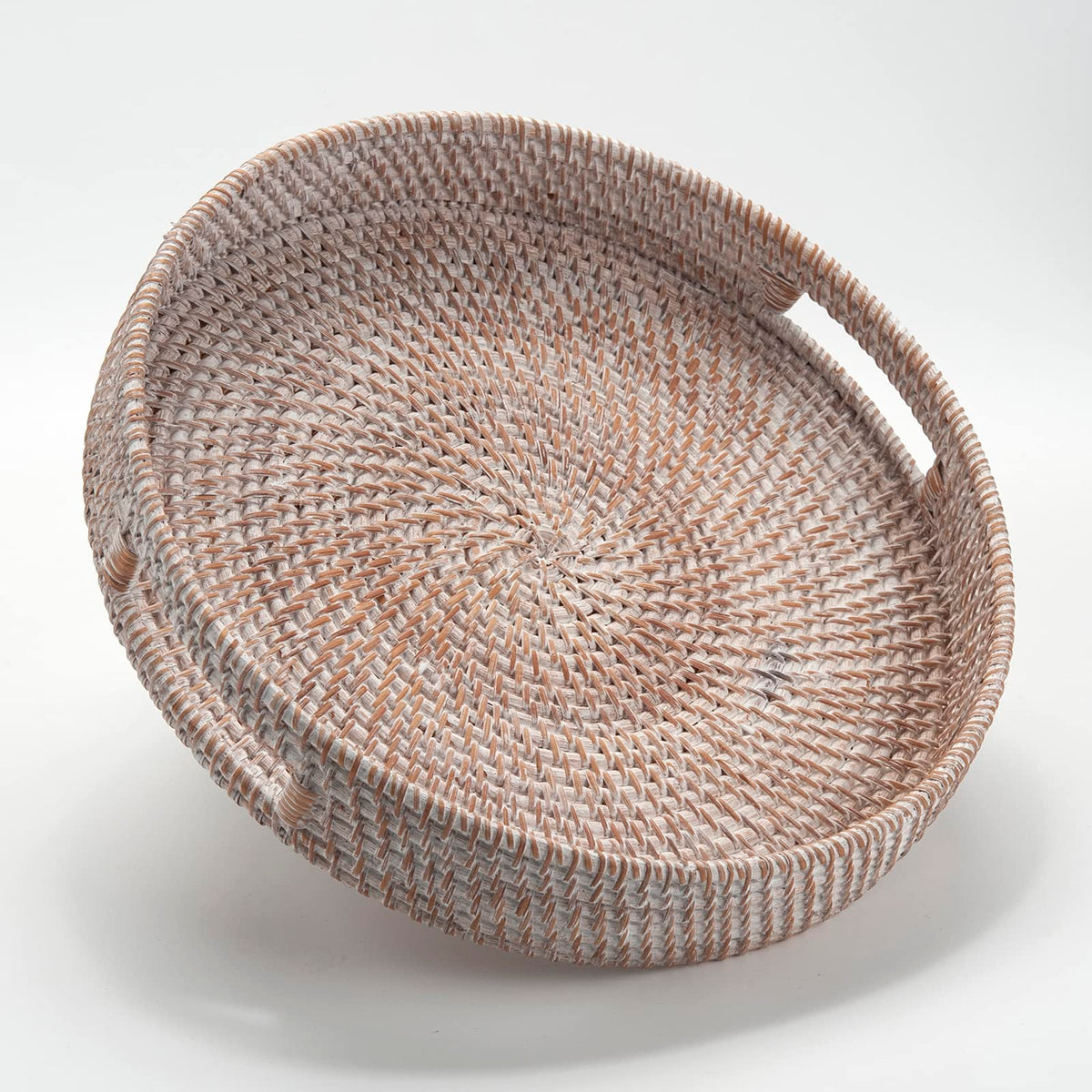 DECRAFTS round tray front view showing white finish and rim benefits