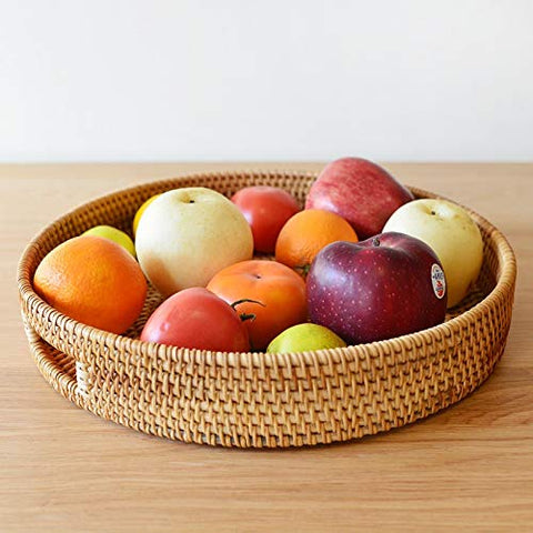 DECRAFTS tray next to dinner plate showing 14 inch size and scale